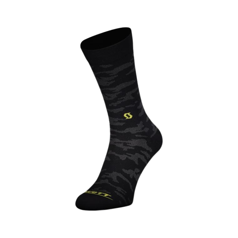 Kolesarske nogavice SCOTT TRAIL CAMO CREW Black Yellow