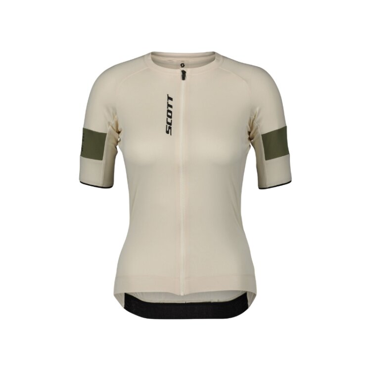 Ženska kolesarska majica SCOTT Endurance Pro KR Cotton White Hay Green