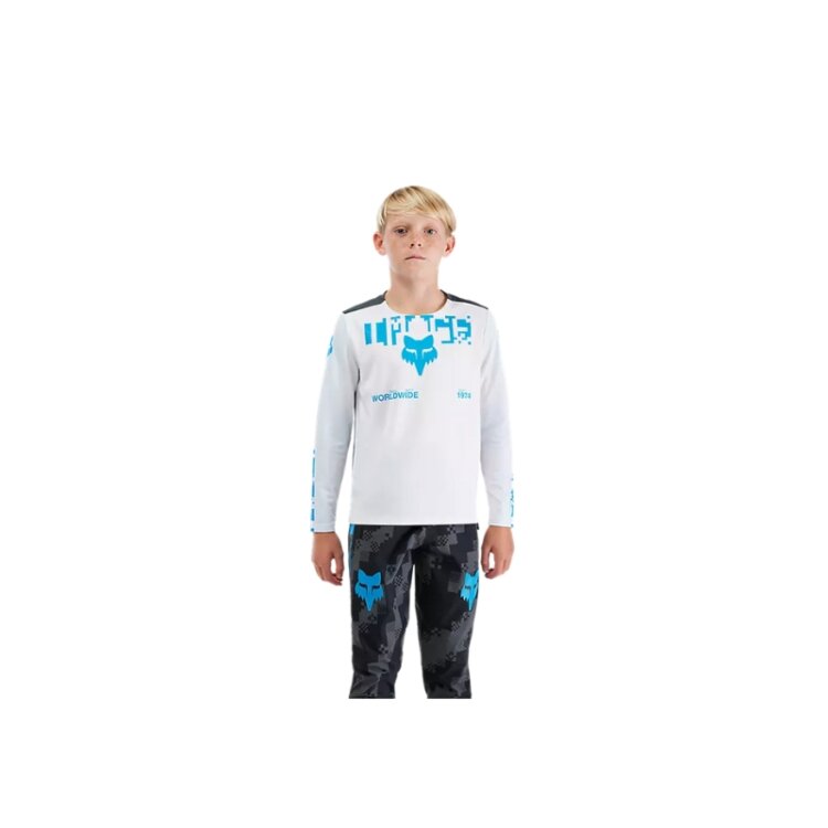 Otroški kolesarski dres FOX Ranger LS Digi Image White